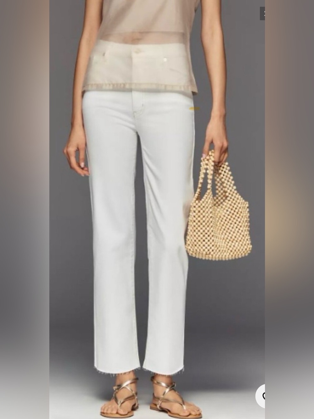 Frame Denim the sleek straight in White Straight-Leg High-Rise Jeans size 26